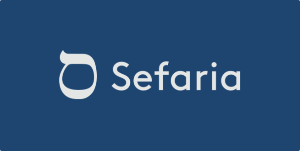 The logo of Sefaria: A Hebrew letter Samech and the name Sefaria in white on a dark blue background